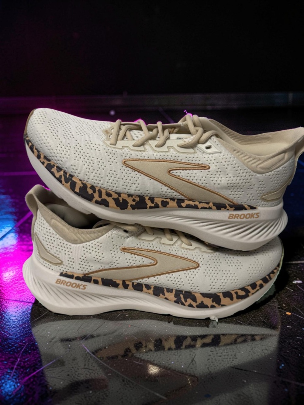Brooks Women’s Running Shoes - Beige with Leopard Accent - Picture 4 of 8